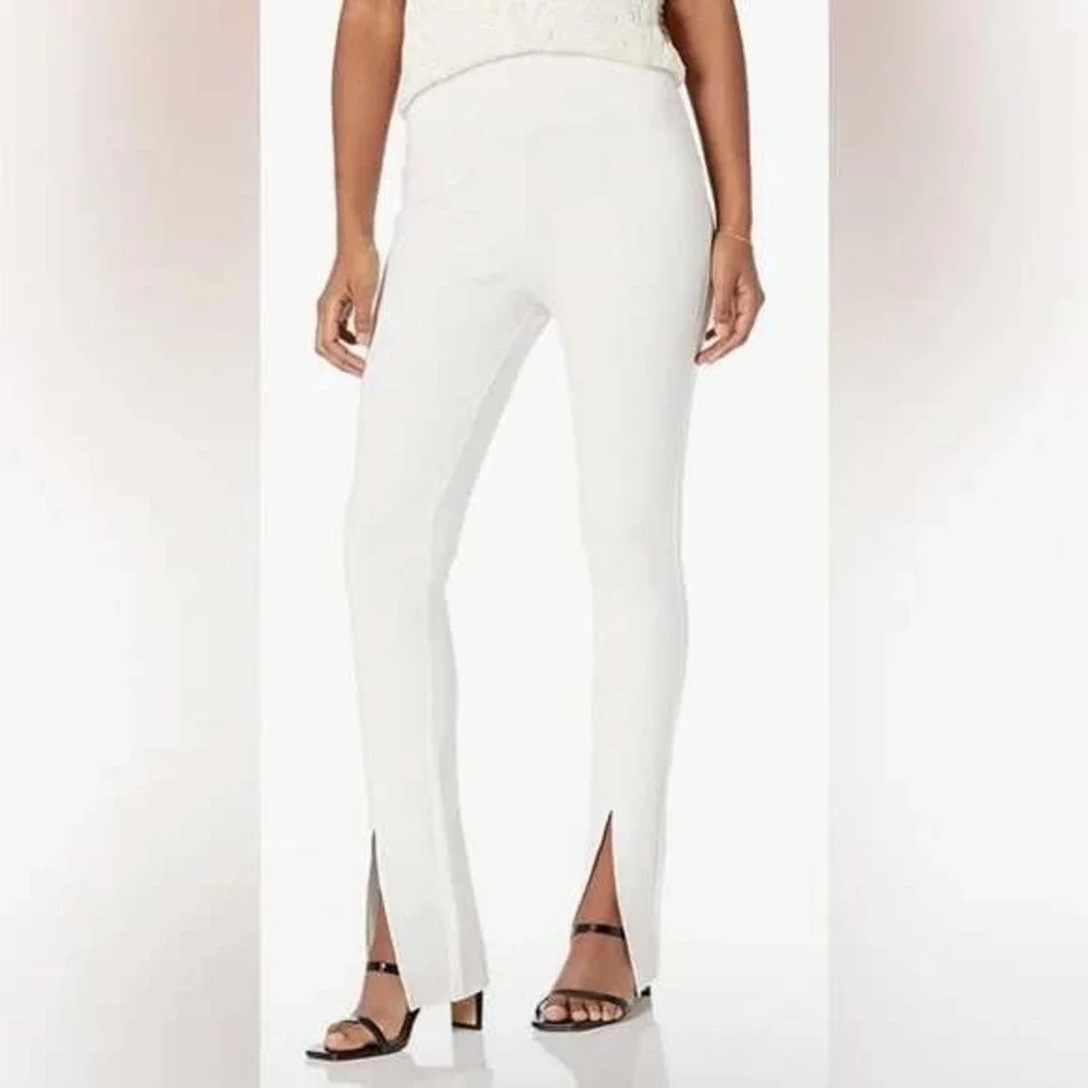 Split Hem Pants High Waist Stretch Career Casual White Trousers Sz 3X /‎ #7207